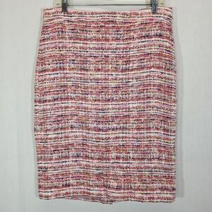 NWT J. Crew Collection No. 2 Pencil Skirt Multi Tweed Pink Red Sz 14